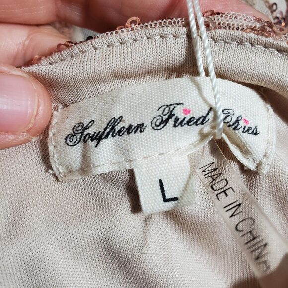 Southern Fried Chics Catching Compliments Dress Sz Large NWT Sequins - Picture 7 of 9